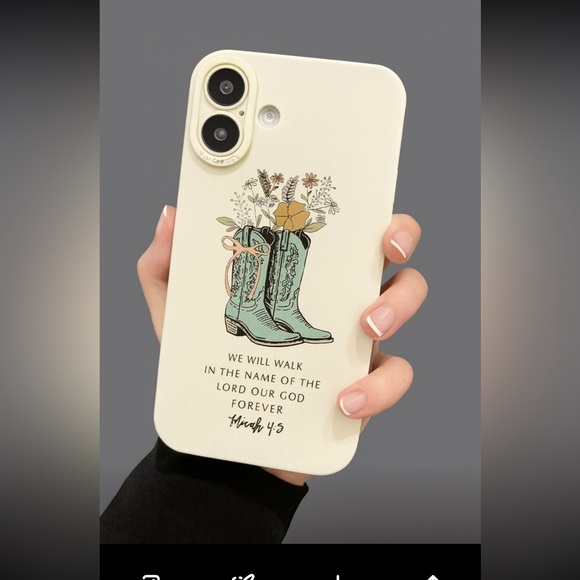Apple iPhone Phone Case Minimalist  Protective Ivory Case Cowboy Boots - Picture 2 of 3